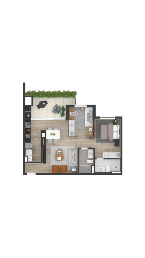 Planta 01 - 2 dorm 72m