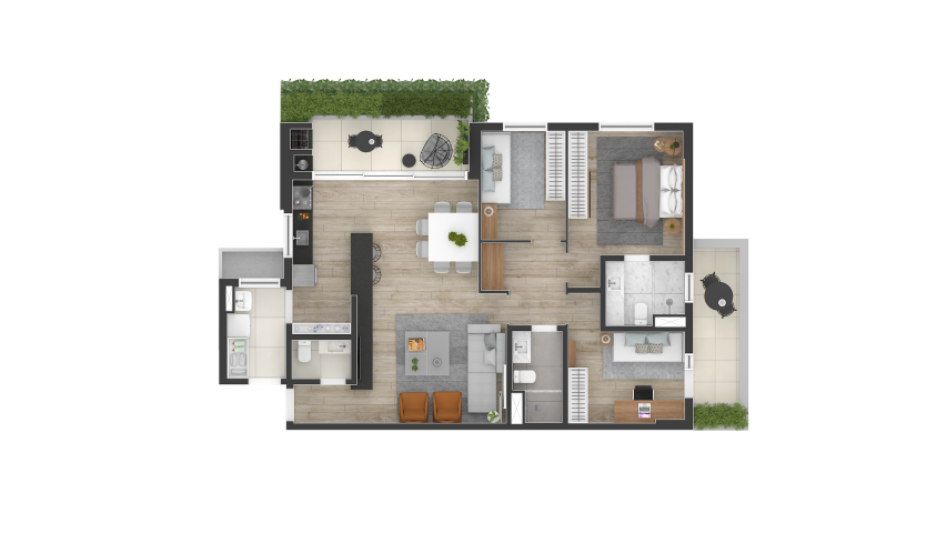 Planta 08 - 3 dorm 116m - garden