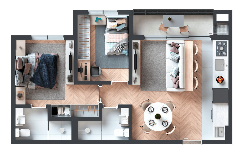Planta 02 - 2 dorm 56 01m