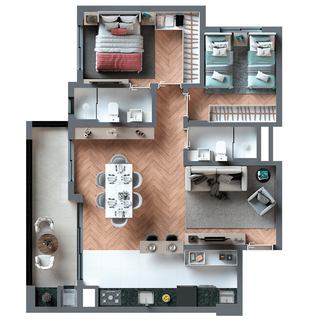 Planta 09 - 2 dorm 74 88m - opo