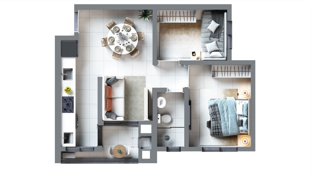 Planta 01 - 2 dorm 49,80m