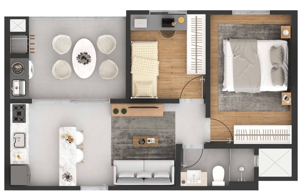 Planta 03 - 2 dorm 47,12m