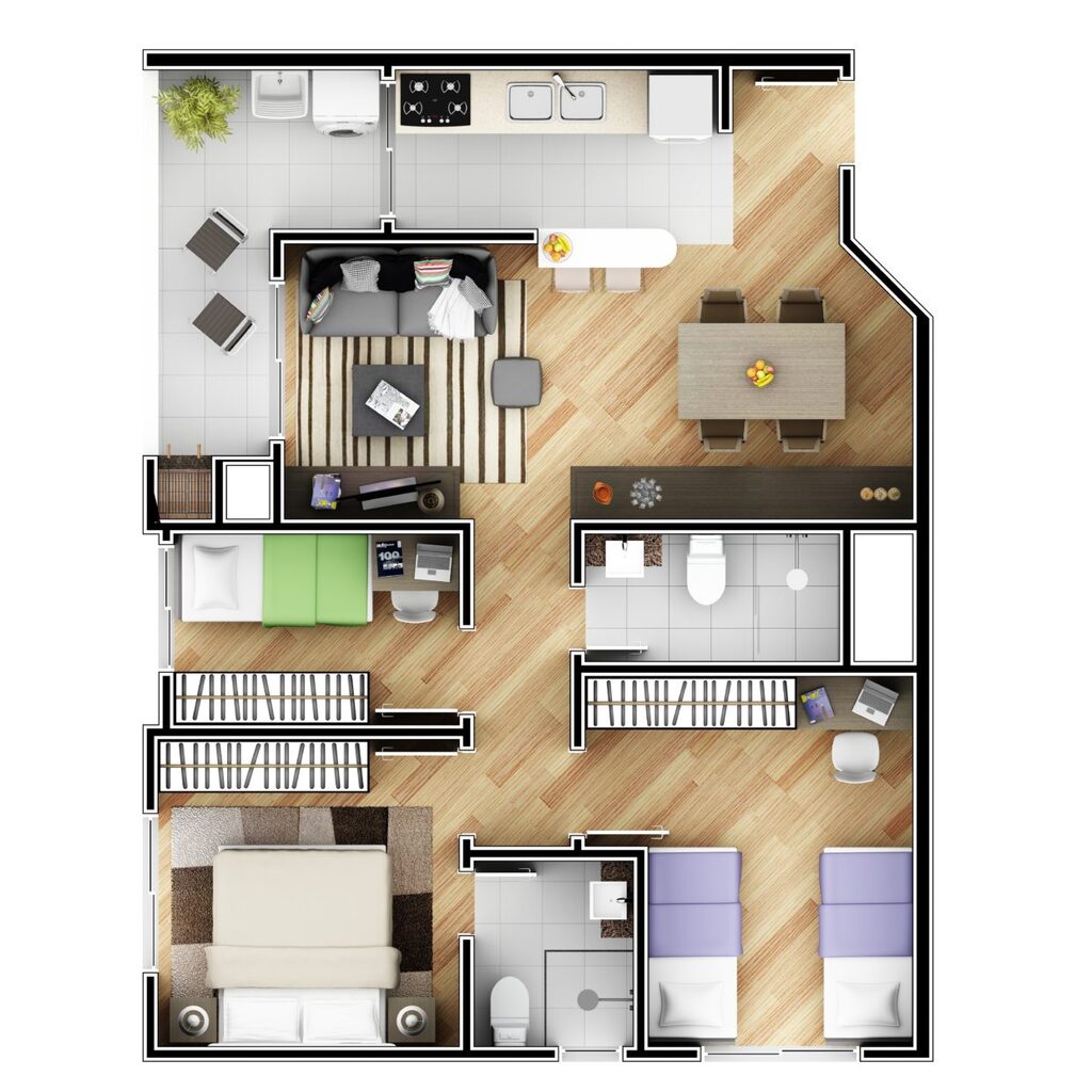Planta 02 - 3 dorm 69m
