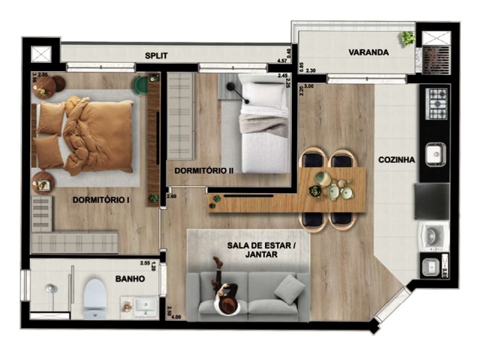 Planta 05 - 2 dorm 48 35m