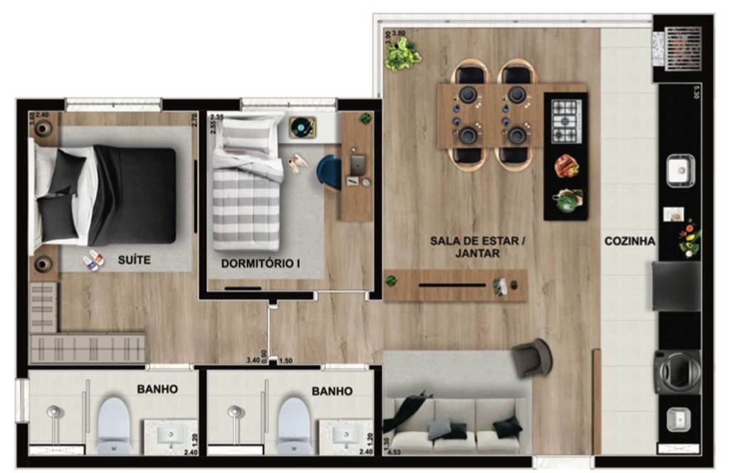 Planta 06 - 2 dorm 58 07m