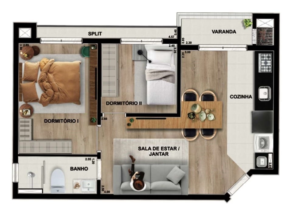 Planta 05 - 2 dorm 48 35m