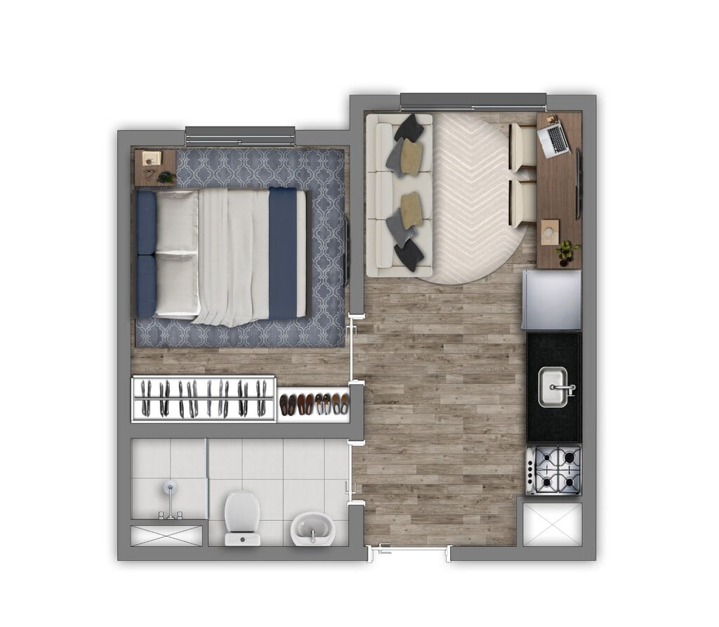 Planta 02 - 1 dorm 24 42m