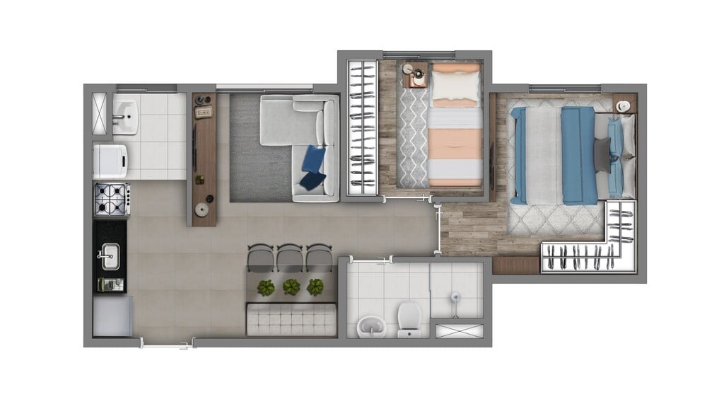 Planta 04 - 2 dorm 38 57m