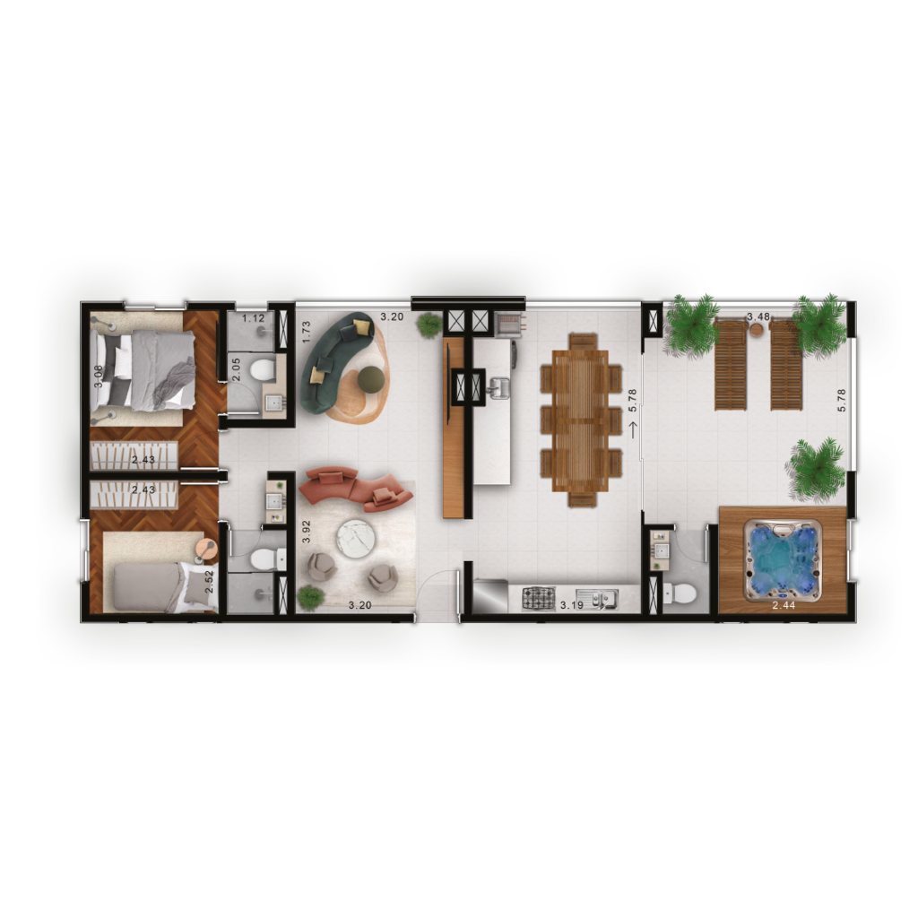 Planta 05 - 2 dorm 88m - cobertura
