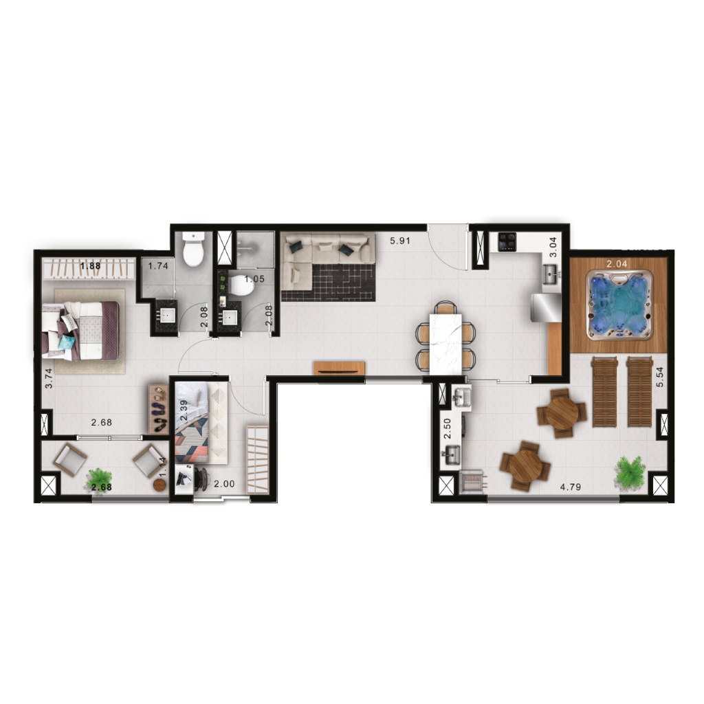 Planta 03 - 2 dorm 66m - cobertura