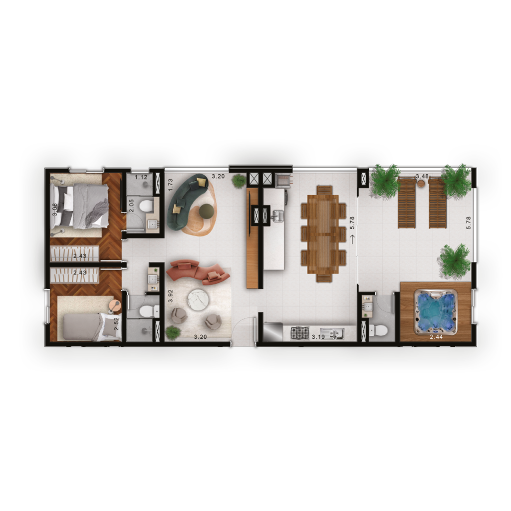 Planta 05 - 2 dorm 88m - cobertura