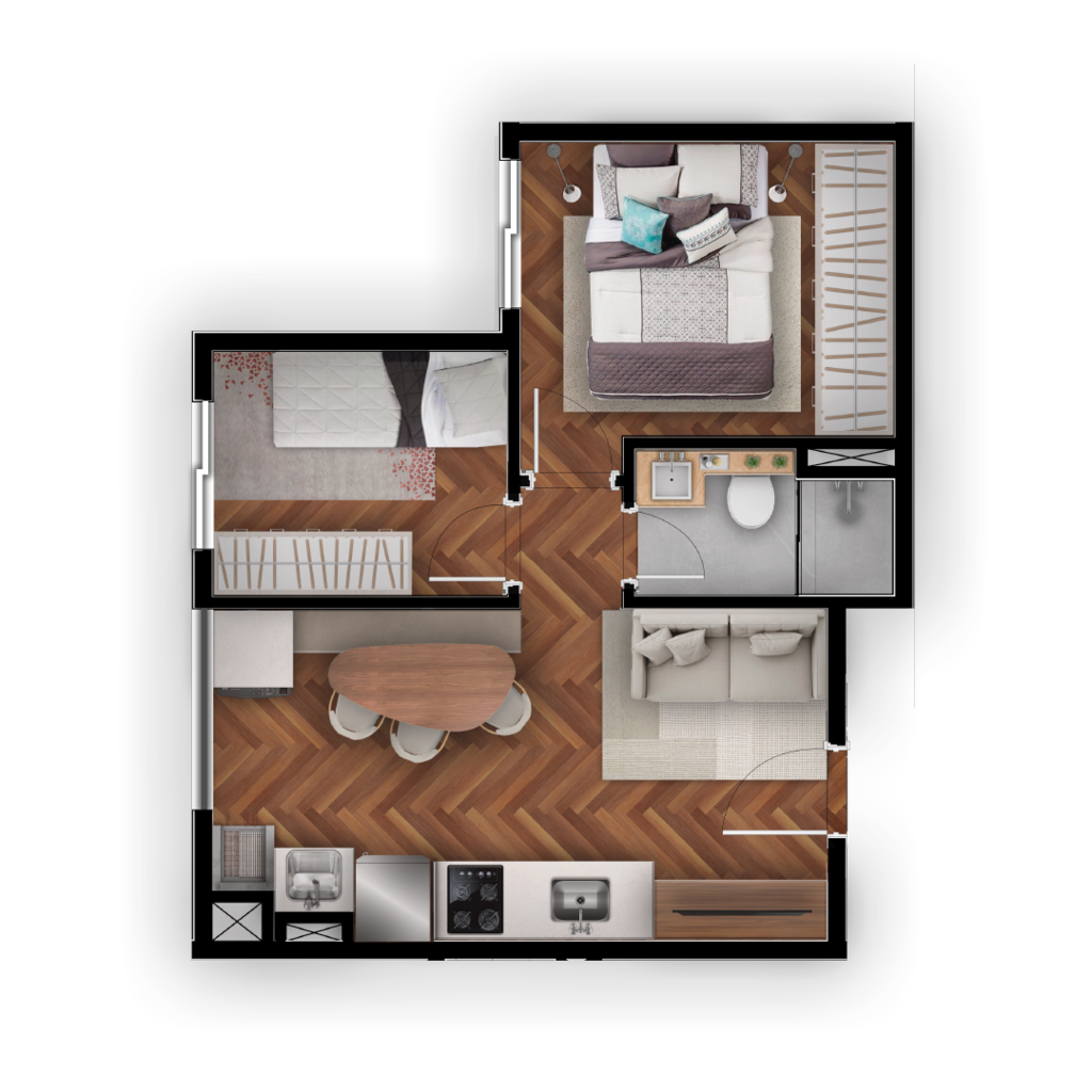 Planta 01 - 2 dorm 33m