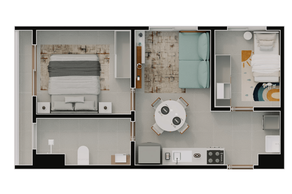 Planta 02 - 2 dorm 37,56m