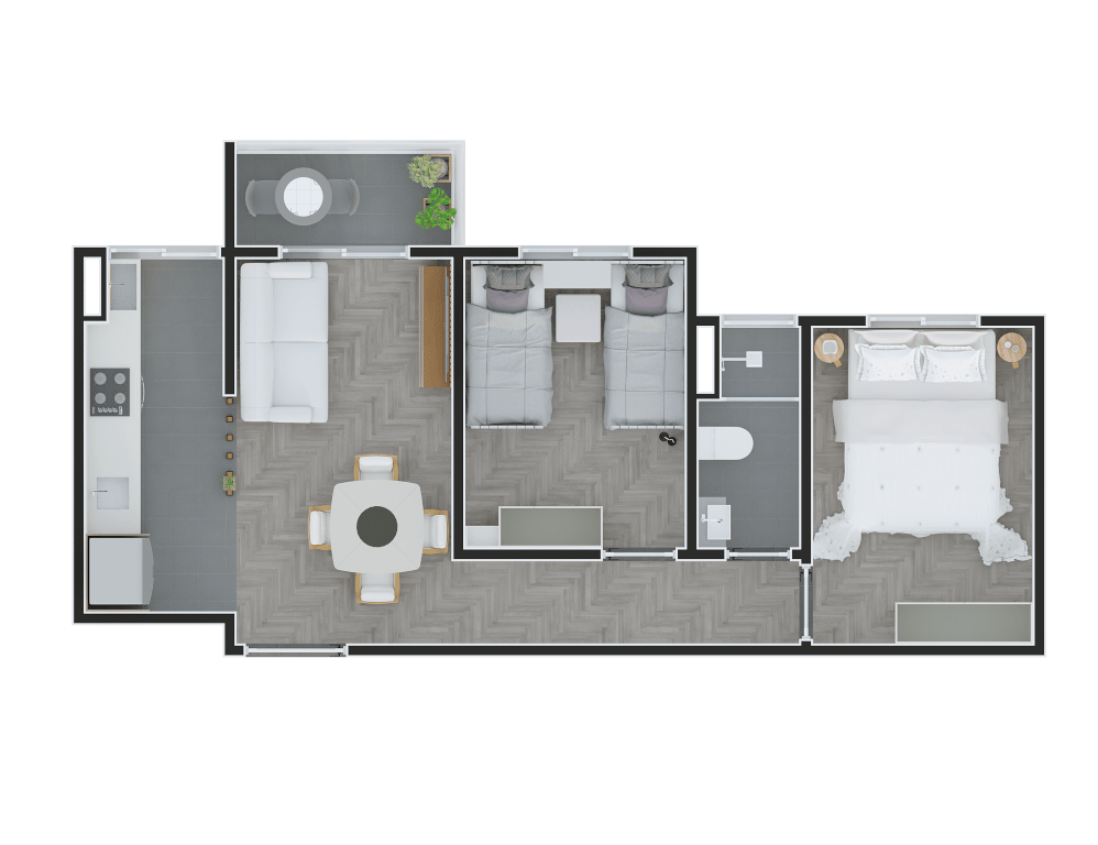 Planta 02 - 2 dorm 47m