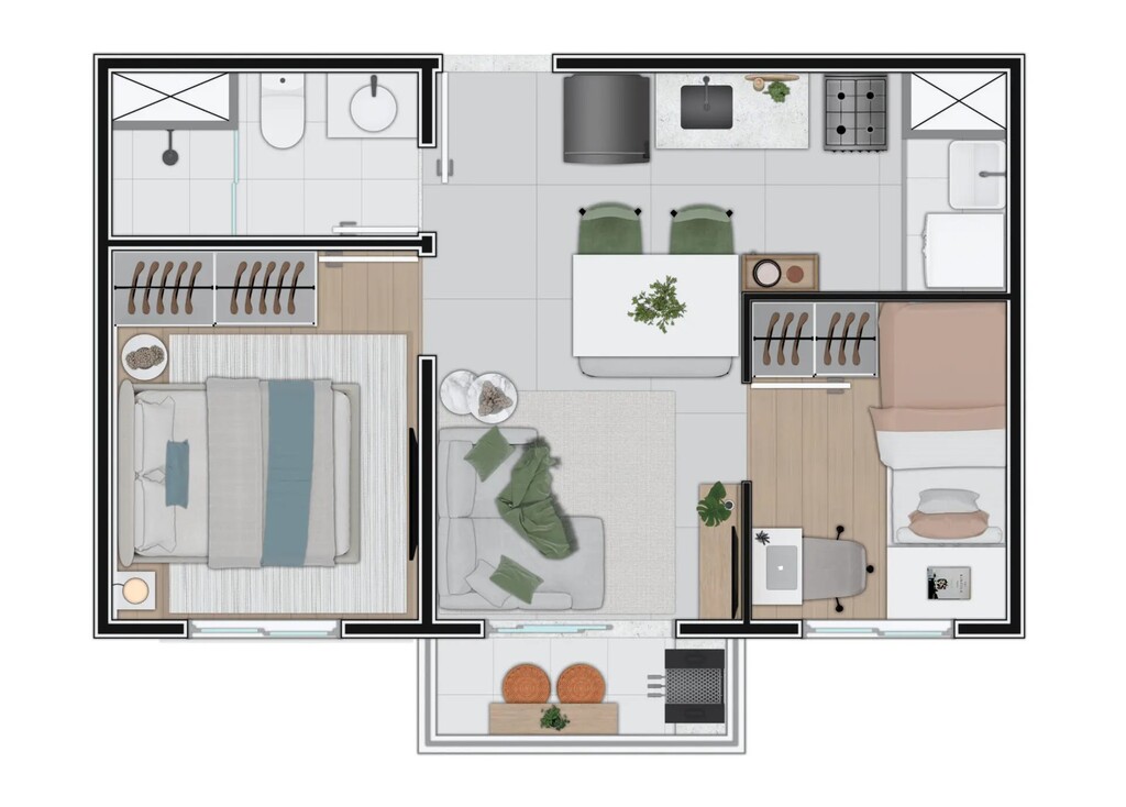 Planta 01 - 2 dorm 35m