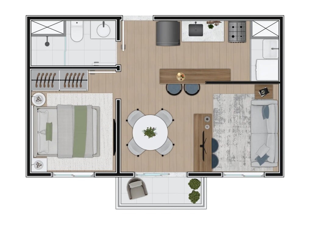Planta 02 - 1 dorm 35m - opo 1