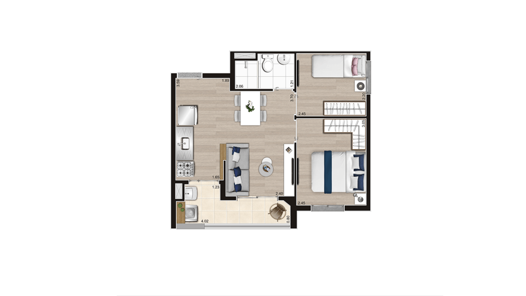 Planta 06 - 2 dorm 40 62m