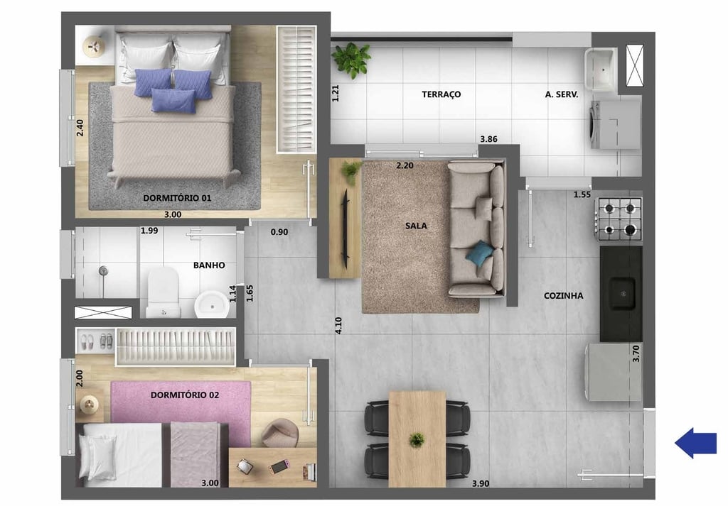 Planta 04 - 2 dorm 42,27m
