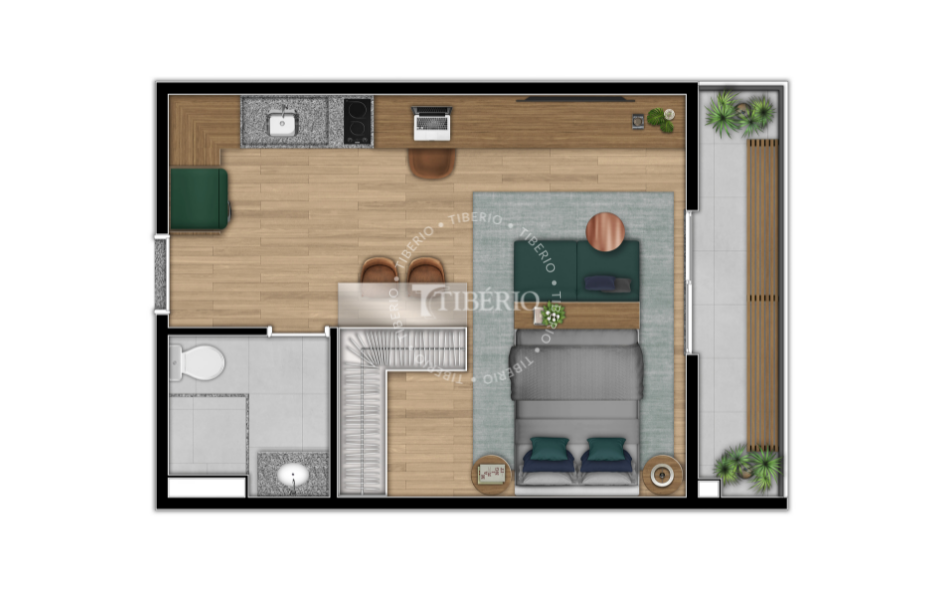 Planta 02 - 1 dorm 32 74m - studio