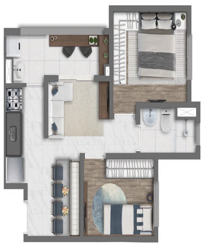 Planta 03 - 2 dorm 39m