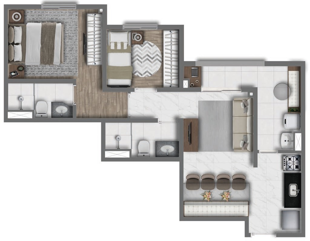 Planta 06 - 2 dorm 50m