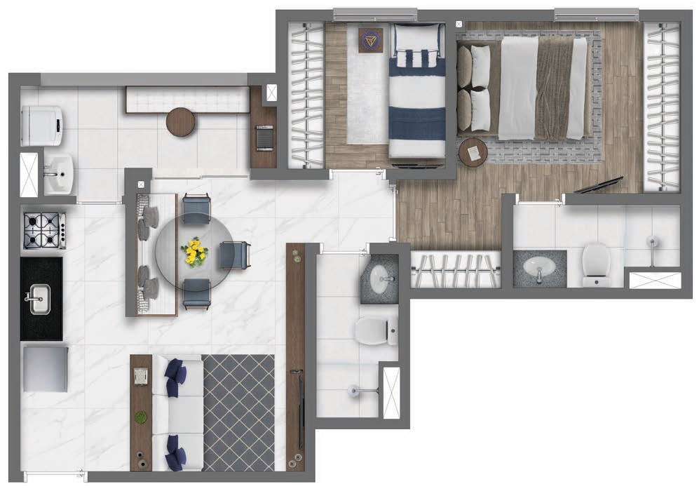 Planta 05 - 2 dorm 49,73m - opo