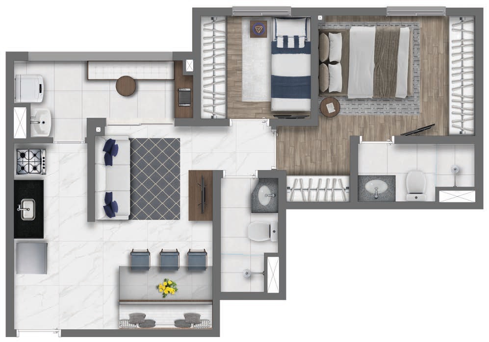 Planta 04 - 2 dorm 49,73m