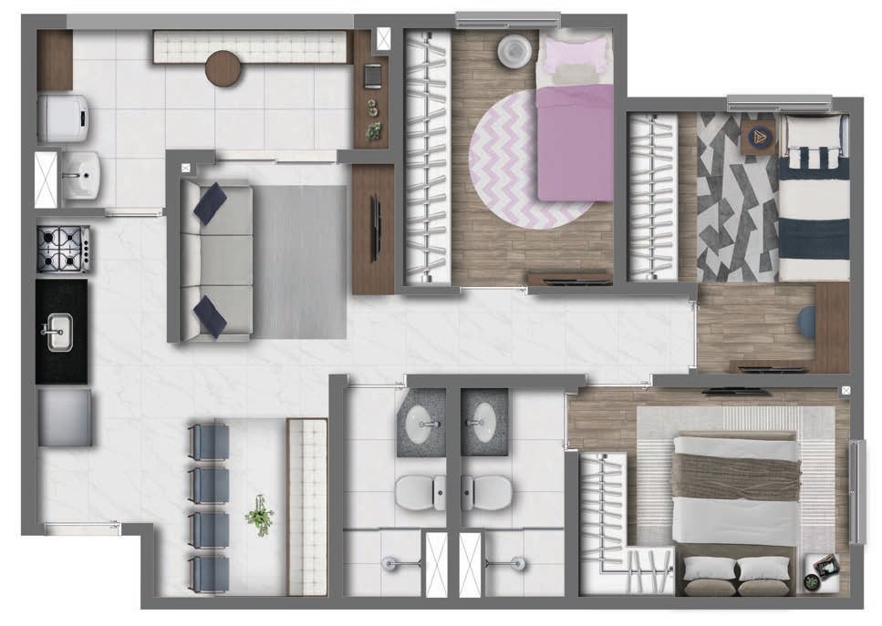 Planta 07 - 3 dorm 60m
