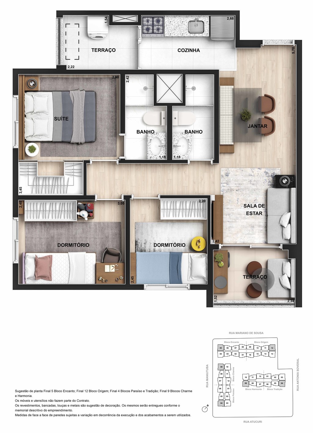 Planta 02 - 3 dorms 62m