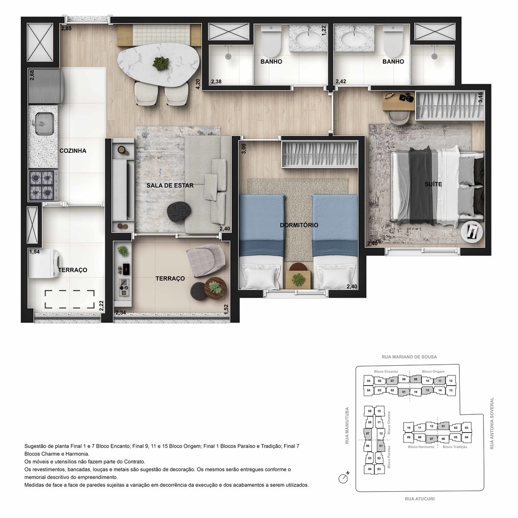 Planta 01 - 2 dorms 51m
