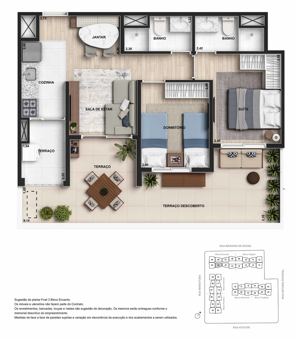 Planta 03 - 2 dorms 69m - garden
