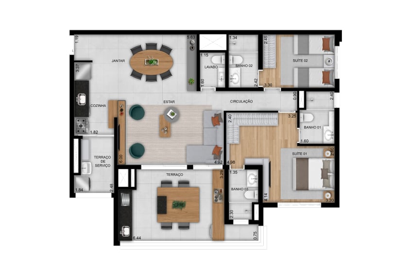 Planta 09 - 2 dorm 108m - opo