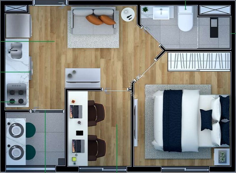 Planta 03 - 1 dorm 26m