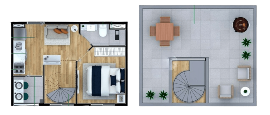 Planta 04 - 1 dorm 51m - cobertura duplex