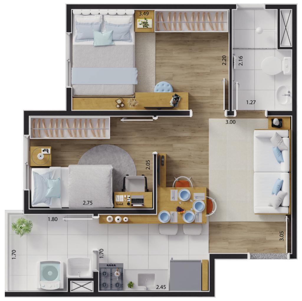 Planta 06 - 2 dorm 36,07m