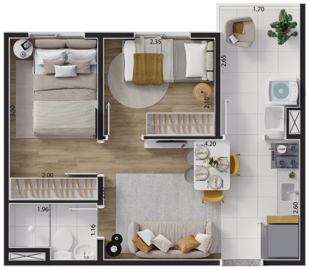 Planta 05 - 2 dorm 34,21m
