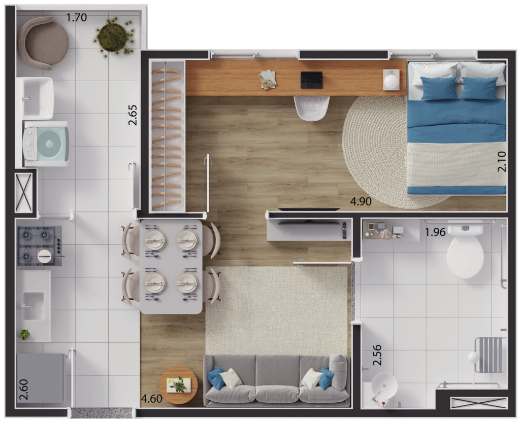 Planta 07 - 1 dorm 36,53m