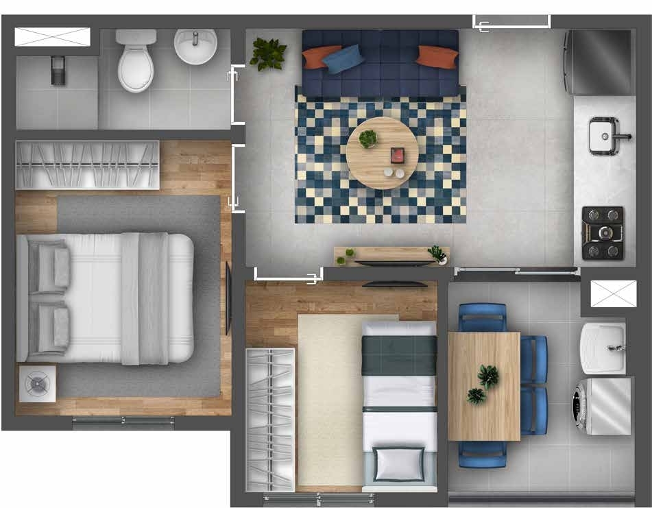 Planta 02 - 2 dorm 35,77m