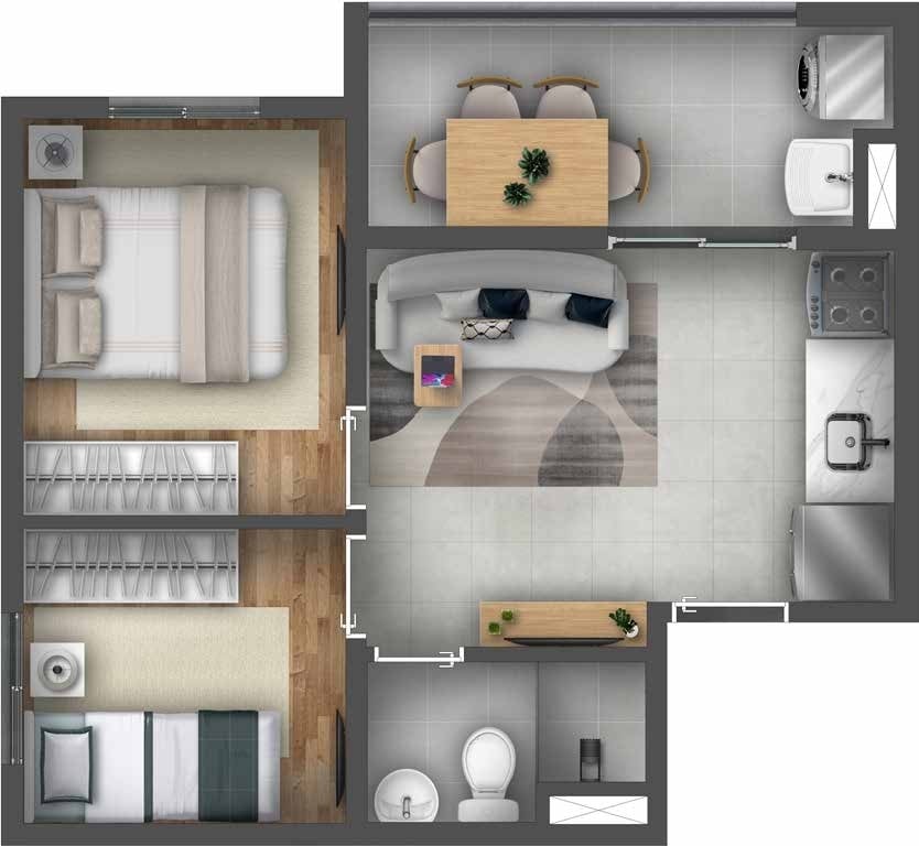 Planta 03 - 2 dorm 36,50m