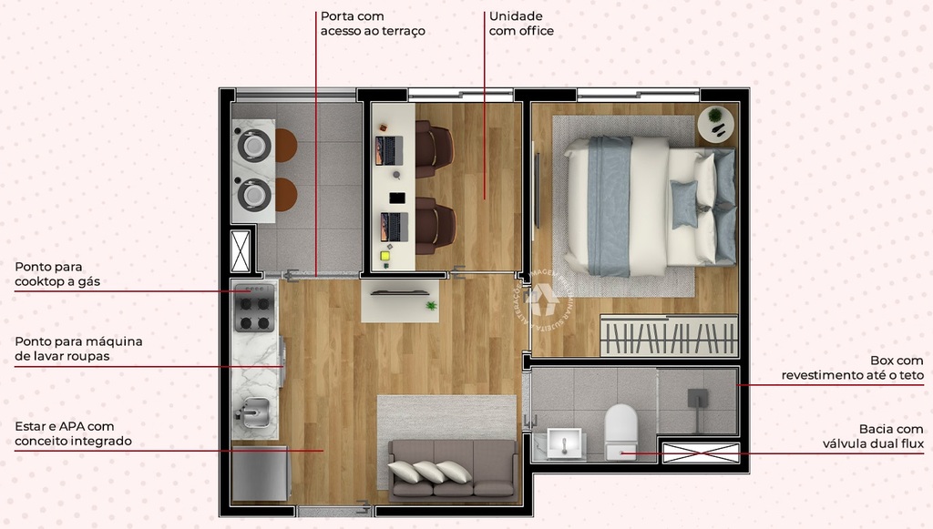 Planta 02 - 1 dorm 28m