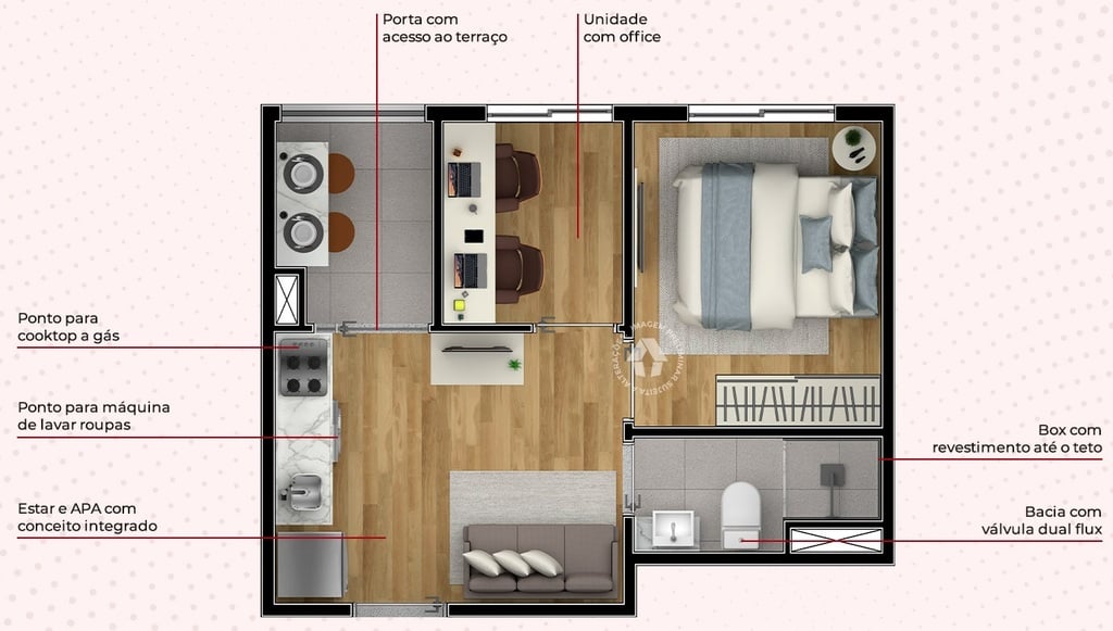 Planta 02 - 1 dorm 28m