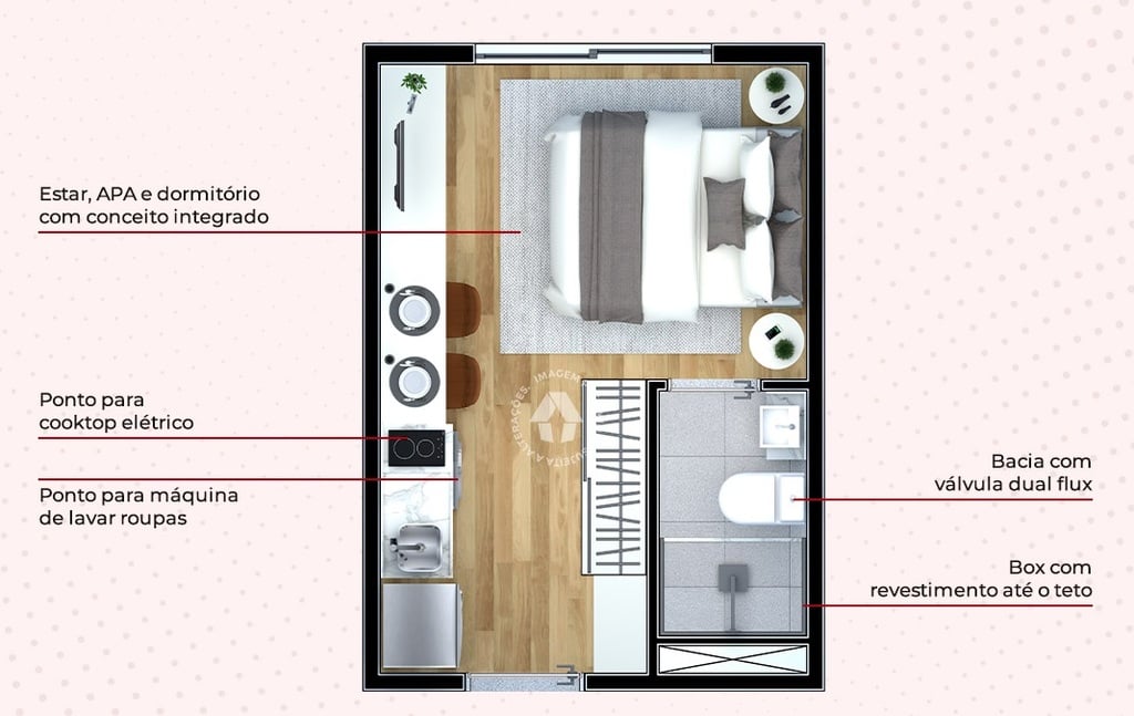 Planta 01 - 1 dorm 16m - studio