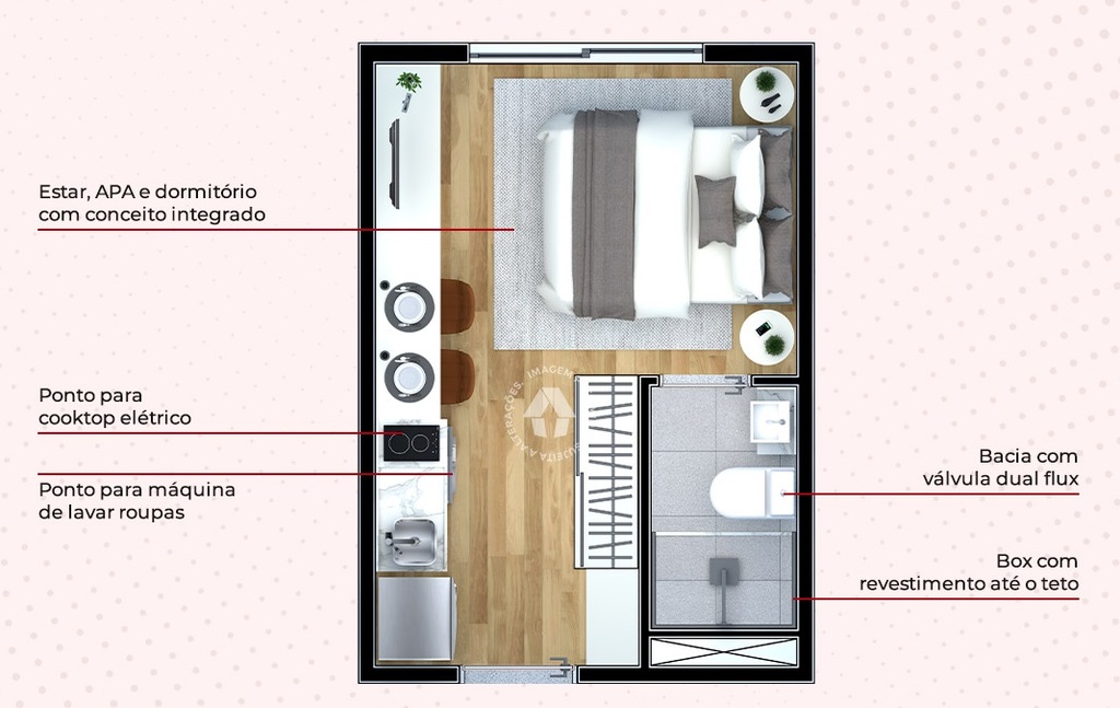 Planta 01 - 1 dorm 16m - studio