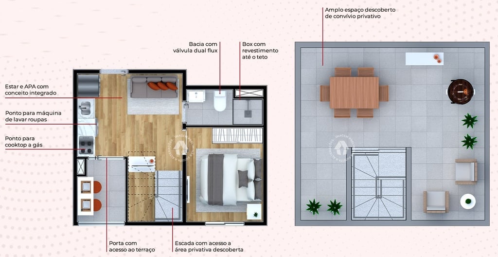 Planta 04 - 1 dorm 57m - cobertura duplex