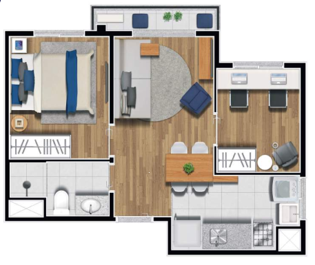 Planta 04 - 1 dorm 36 50m - opo 1
