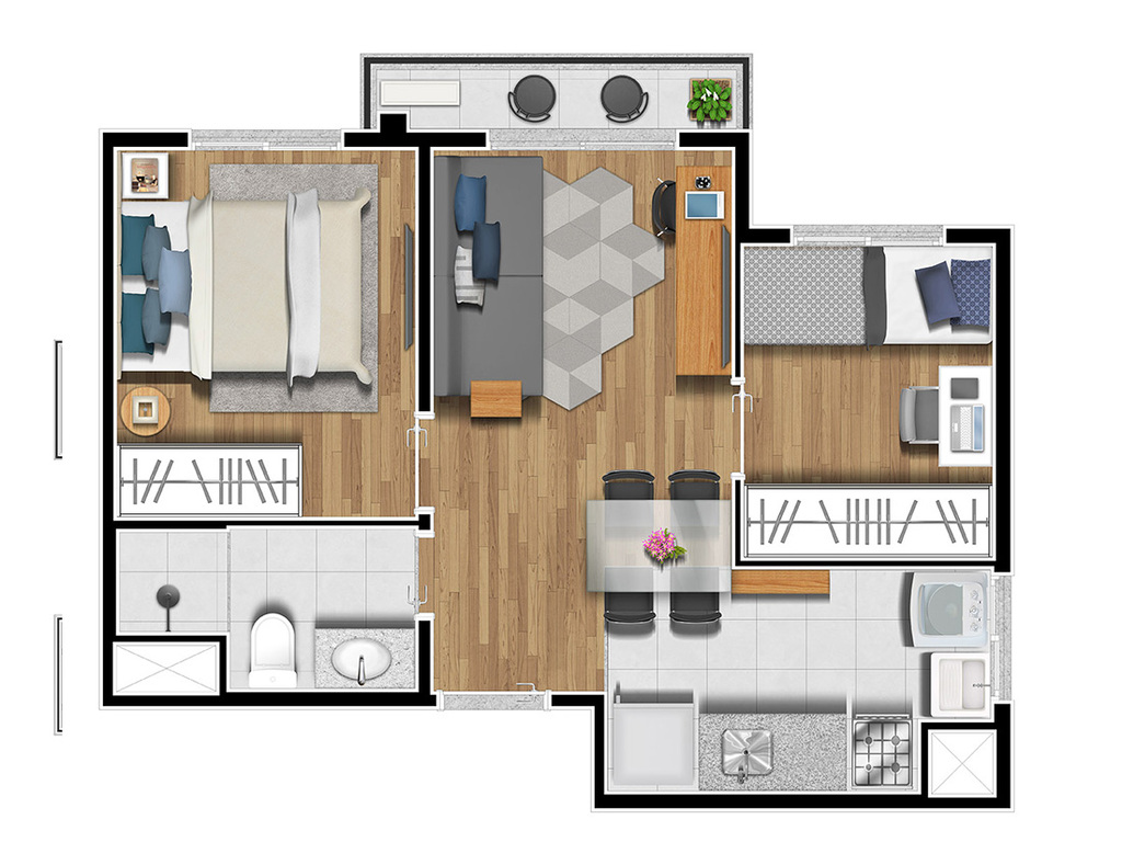 Planta 03 - 2 dorm 36 50m