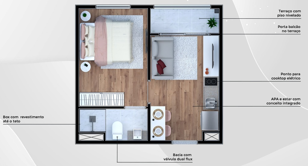 Planta 02 - 1 dorm 25m