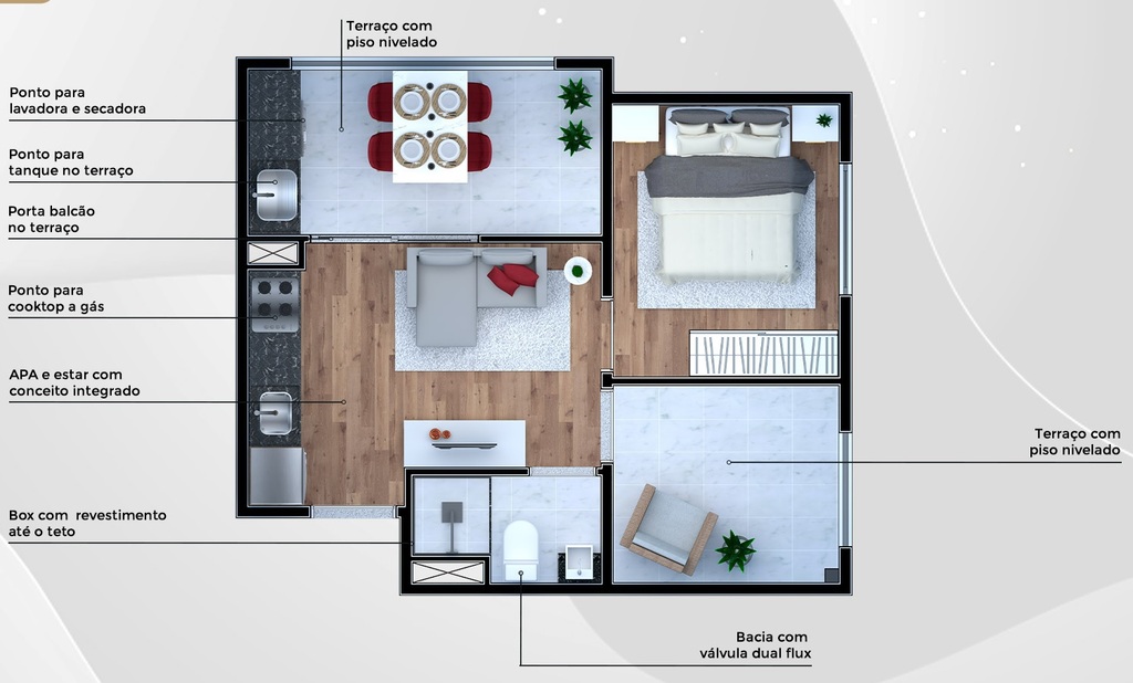 Planta 04 - 1 dorm 35m
