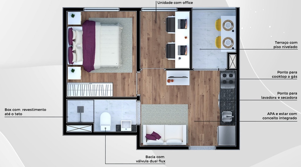 Planta 03 - 1 dorm 28m