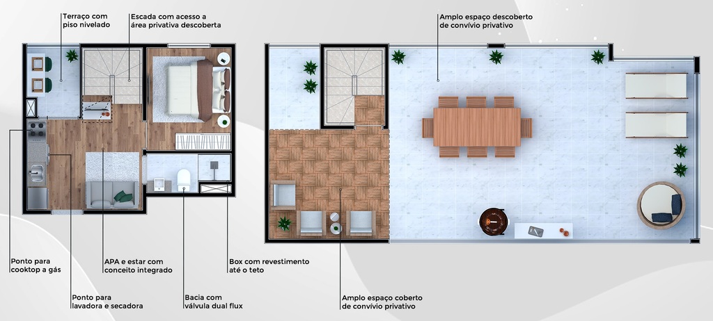 Planta 06 - 1 dorm 65m - cobertura duplex